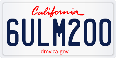CA license plate 6ULM200