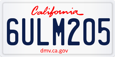 CA license plate 6ULM205