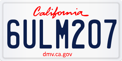 CA license plate 6ULM207