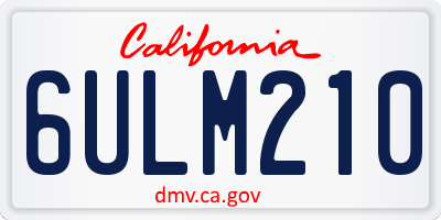 CA license plate 6ULM210