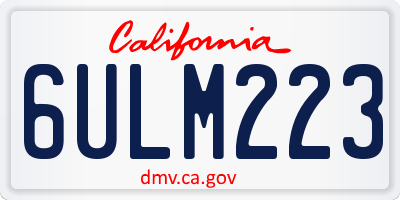 CA license plate 6ULM223