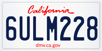 CA license plate 6ULM228