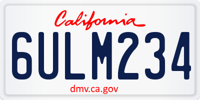CA license plate 6ULM234