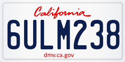 CA license plate 6ULM238