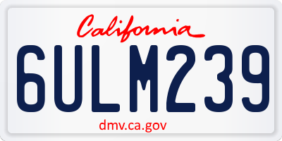 CA license plate 6ULM239