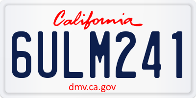 CA license plate 6ULM241