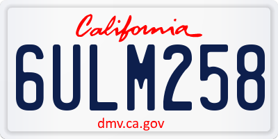 CA license plate 6ULM258