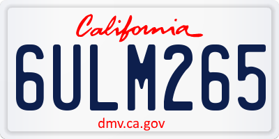 CA license plate 6ULM265