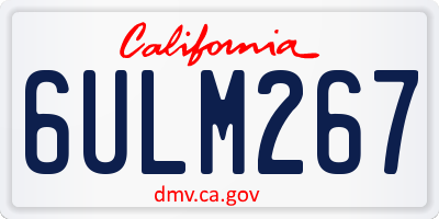 CA license plate 6ULM267
