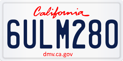 CA license plate 6ULM280