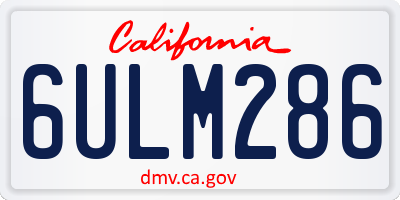 CA license plate 6ULM286