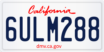 CA license plate 6ULM288