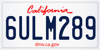 CA license plate 6ULM289
