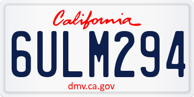 CA license plate 6ULM294