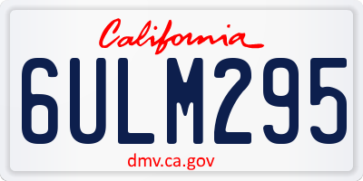 CA license plate 6ULM295