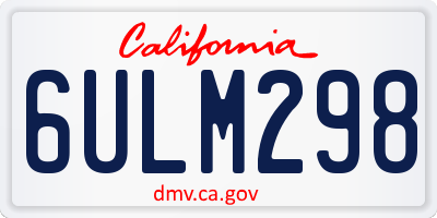 CA license plate 6ULM298