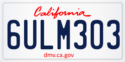 CA license plate 6ULM303