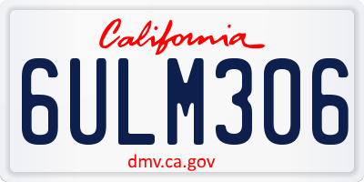 CA license plate 6ULM306