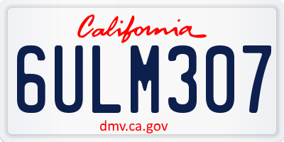 CA license plate 6ULM307