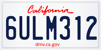 CA license plate 6ULM312