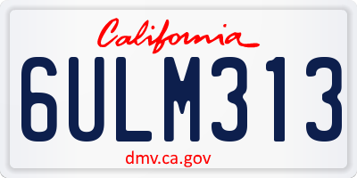 CA license plate 6ULM313