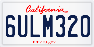 CA license plate 6ULM320