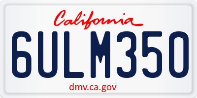 CA license plate 6ULM350