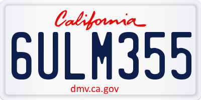 CA license plate 6ULM355