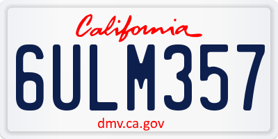 CA license plate 6ULM357