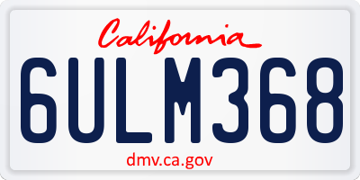 CA license plate 6ULM368