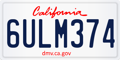 CA license plate 6ULM374
