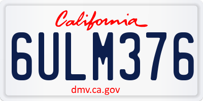CA license plate 6ULM376