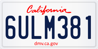 CA license plate 6ULM381