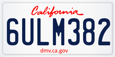 CA license plate 6ULM382