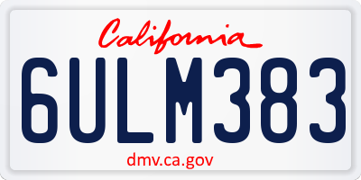 CA license plate 6ULM383