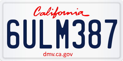 CA license plate 6ULM387