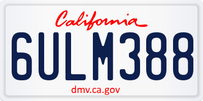 CA license plate 6ULM388