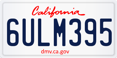 CA license plate 6ULM395