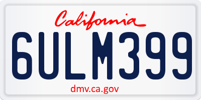CA license plate 6ULM399