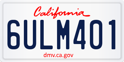 CA license plate 6ULM401