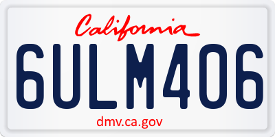 CA license plate 6ULM406