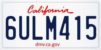 CA license plate 6ULM415