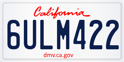 CA license plate 6ULM422