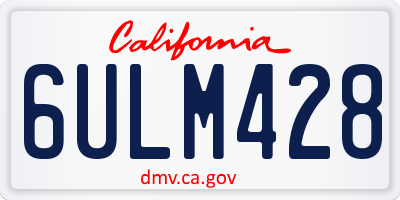 CA license plate 6ULM428
