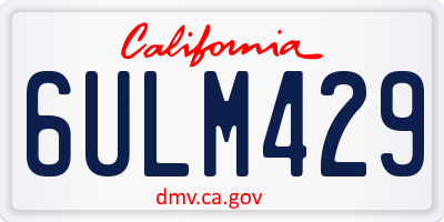 CA license plate 6ULM429