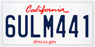 CA license plate 6ULM441