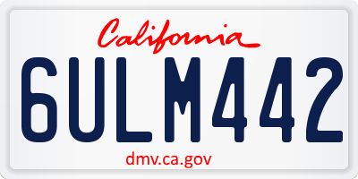CA license plate 6ULM442