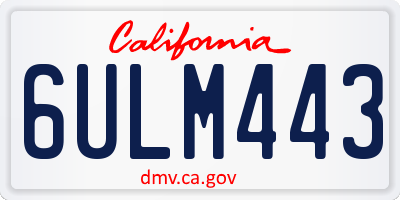 CA license plate 6ULM443
