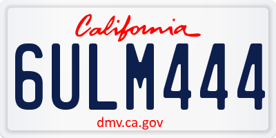 CA license plate 6ULM444