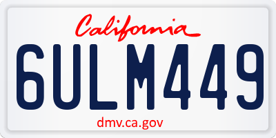 CA license plate 6ULM449